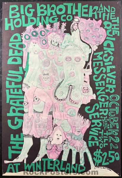 AUCTION - AOR 2.205 - Grateful Dead - Big Brother Janis Joplin - Mari Tepper - 1967 Poster - Winterland - Excellent