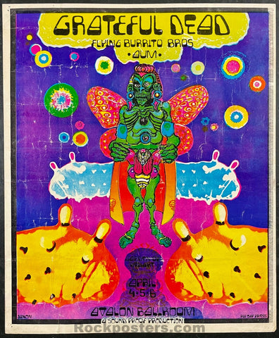 AUCTION - AOR 2.25 - Grateful Dead - Flying Burrito Brothers - Jaxon - 1969 Poster - Avalon Ballroom - Good