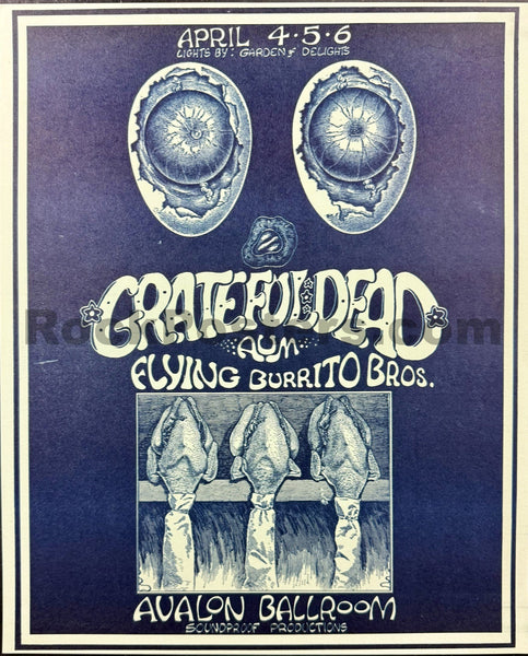 AUCTION - AOR 2.26 - Grateful Dead - Flying Burrito Bros. - 1969 Poster - Avalon Ballroom - Near Mint
