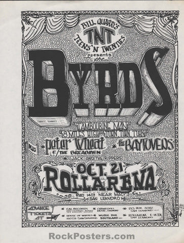 AUCTION - AOR 2.297 - The Byrds - 1967 Variant Handbill - San Leandro CA Rollarena - Near Mint Minus