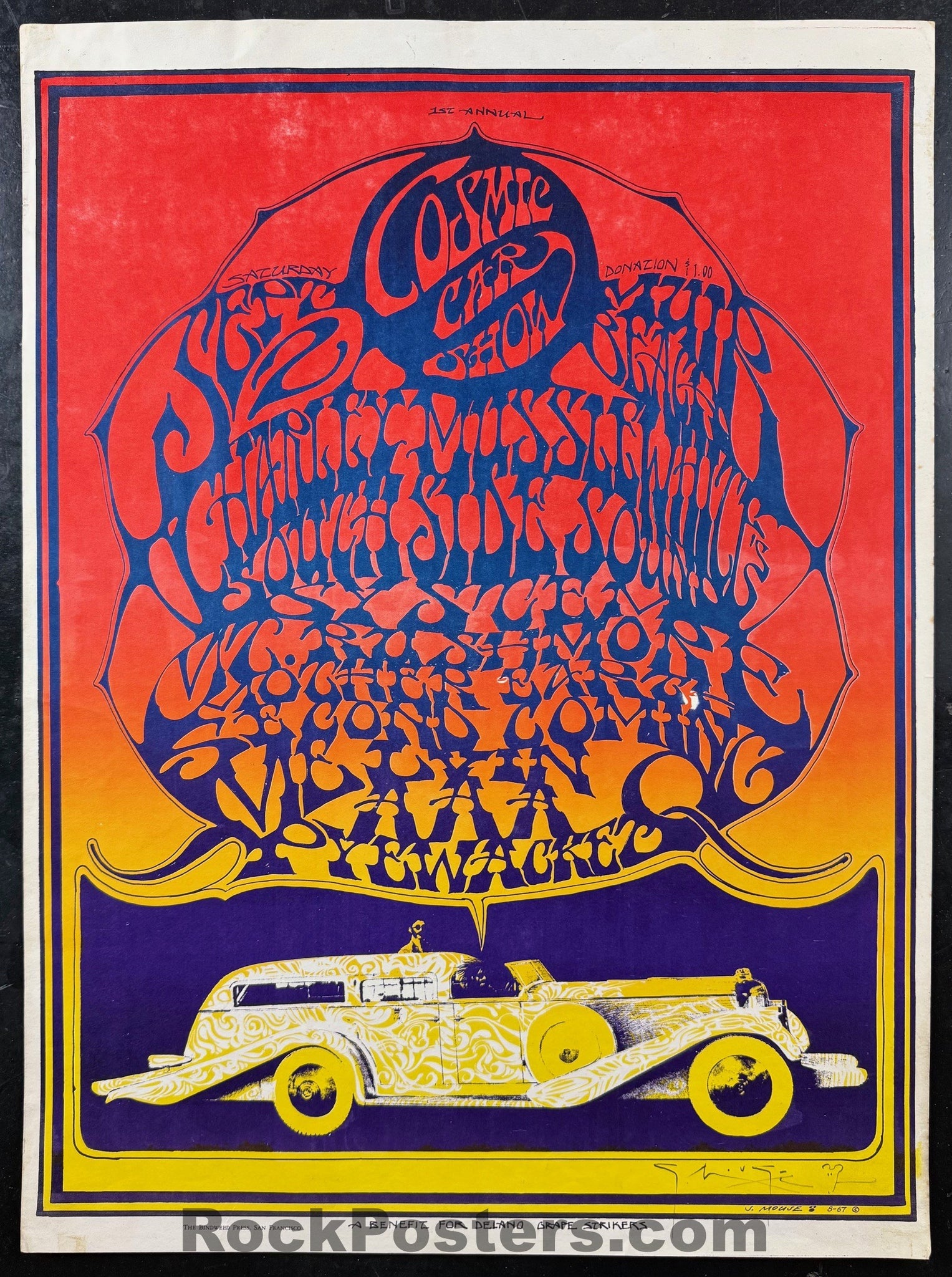 AUCTION - AOR 2.298 - Cosmic Car Show - Mouse Signed - 1967 Poster - Muir Beach - Excellent