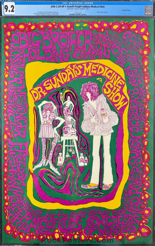 AOR 2.339 - Janis Joplin Big Brother - 1967 Poster - San Jose - CGC Graded  9.2