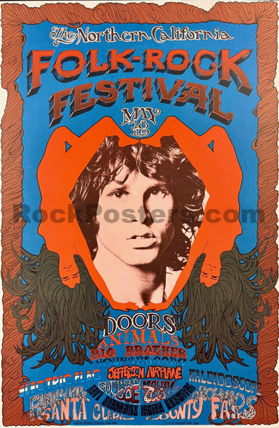 AUCTION - AOR 2.341 - The Doors - Nor Cal Folk Rock Festival - 1968 Poster - Near Mint Minus - SF Rock Posters & Collectibles