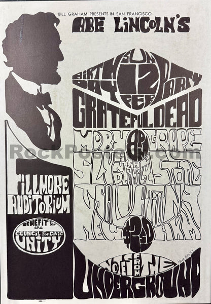AUCTION - AOR 2.73 - Grateful Dead - Sly & The Family Stone - 1967 Benefit Poster - Excellent