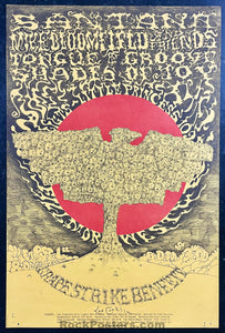 AUCTION - AOR 2.78 - Santana - Grape Workers Strike Benefit -  Lee Conklin Signed - 1969 Poster - Fillmore West - Very Good
