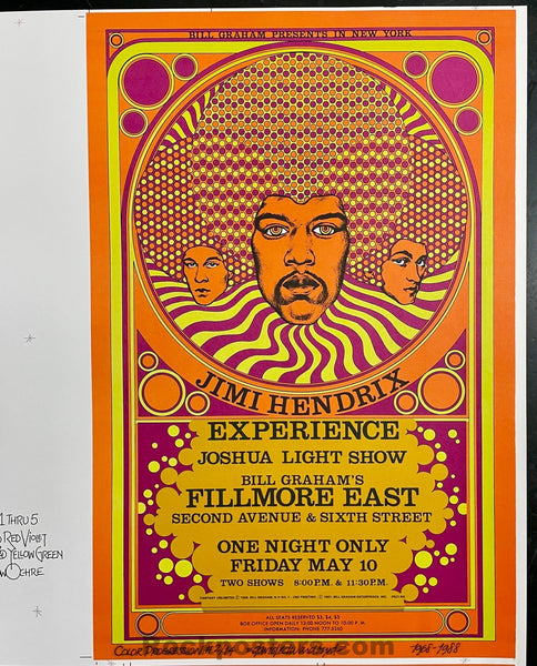 AUCTION - AOR 2.90 - Jimi Hendrix - Uncut Sheet FE-7-RP-2  - David Byrd Signed - Poster - Near Mint