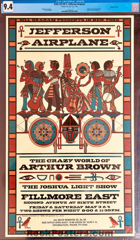 AOR 2.92 - Jefferson Airplane - David Byrd - 1968 Poster - Fillmore East - CGC Graded 9.4