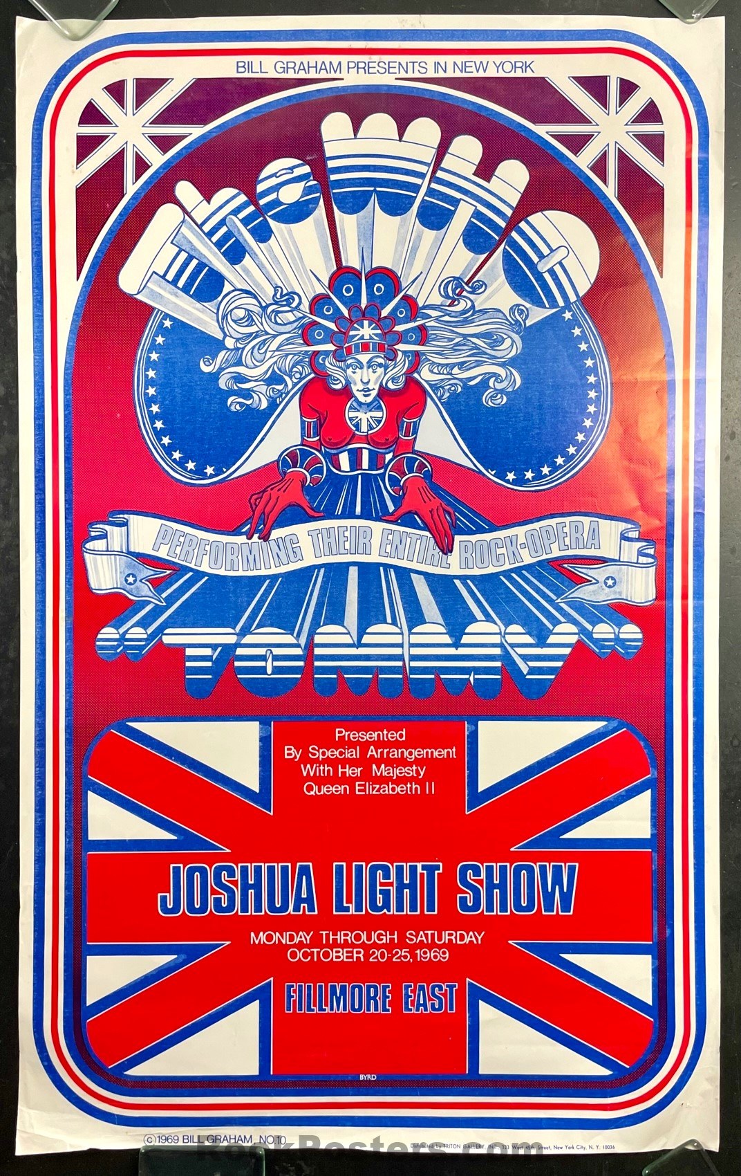 AUCTION - AOR 2.94 - The Who Tommy - David Byrd - Fillmore East - 1969 Poster - Excellent