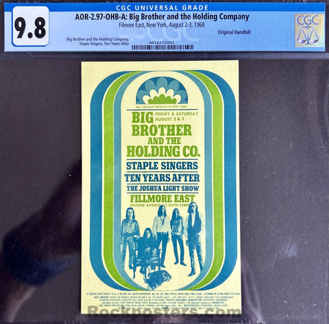 AOR 2.97 - Janis Joplin & Big Brother - 1968 Postcard - Fillmore East - CGC Graded 9.8