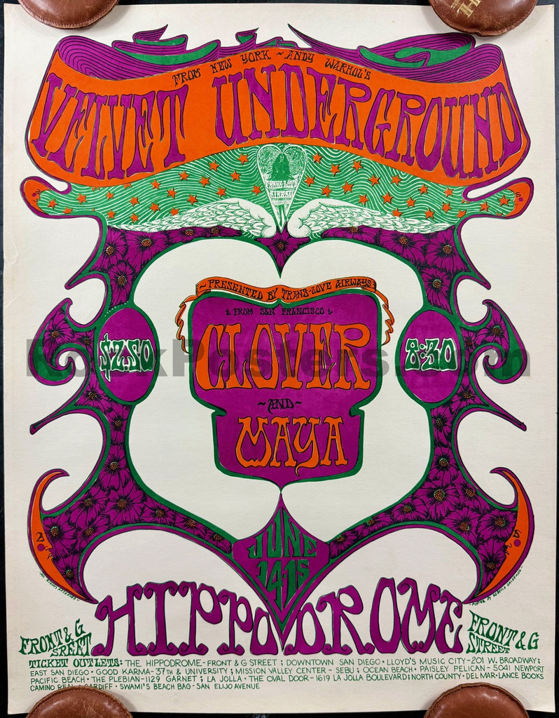 AUCTION - AOR 3.98 - Velvet Underground - 1968 Poster - Hippodrome