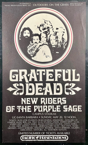 AOR 4.114 - The Grateful Dead - 1968 Poster - U.C. Santa Barbara - Excellent