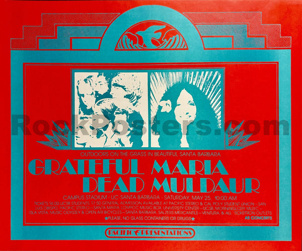 AUCTION - AOR 4.115 - Grateful Dead - 1974 Poster - Santa Barbara - Near Mint