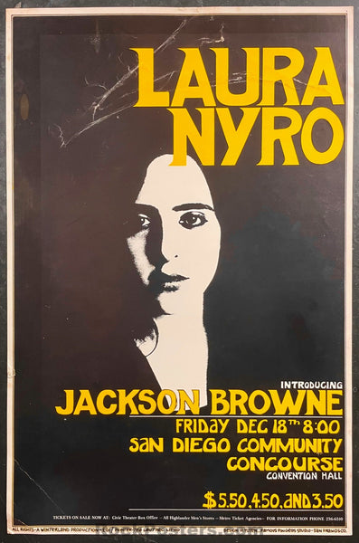 AUCTION - AOR 4.128 -  Laura Nyro Jackson Browne - San Diego - 1970 Poster - Very Good