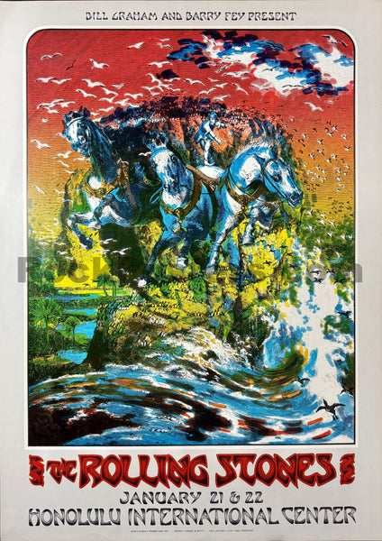 AUCTION - AOR 4.147 - The Rolling Stones - Singer/Satty - 1973 Poster - Honolulu, HI - Near Mint Minus