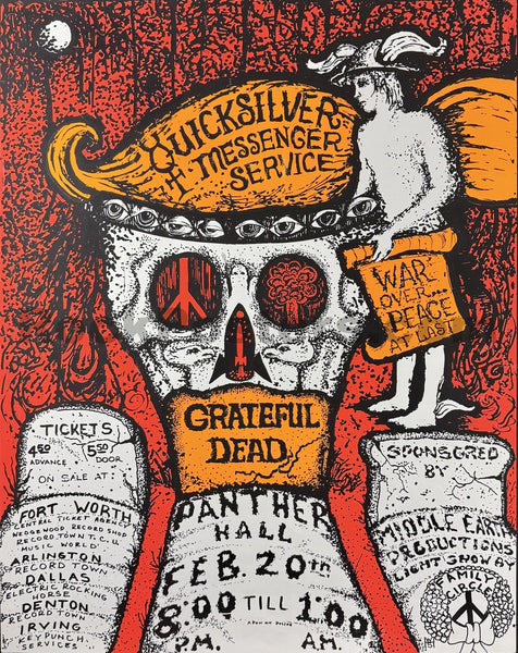 AUCTION - AOR 4.161 - Grateful Dead - 1970 Day-Glo Poster - Panther Hall Texas - Near Mint