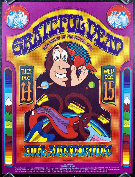 AUCTION - AOR 4.187 - Grateful Dead - Gary Grimshaw - 1971 Poster w/Ticket Strip - Ann Arbor, MI - Near Mint Minus