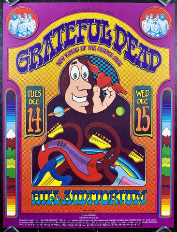 AUCTION - AOR 4.187 - Grateful Dead - Gary Grimshaw - 1971 Poster w/Ticket Strip - Ann Arbor, MI - Near Mint Minus