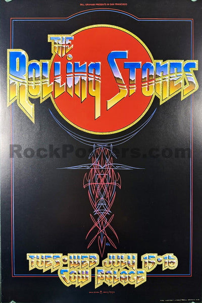 AUCTION - AOR 4.41 - Rolling Stones -  Mouse, Kelley, Tuten - 1975 Poster - San Francisco - Near Mint Minus