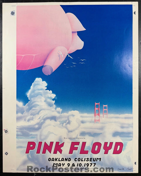 AUCTION - AOR 4.47 - Pink Floyd - Tuten/Bostedt Signed - 1977 Uncut Poster - Oakland, CA  - Excellent