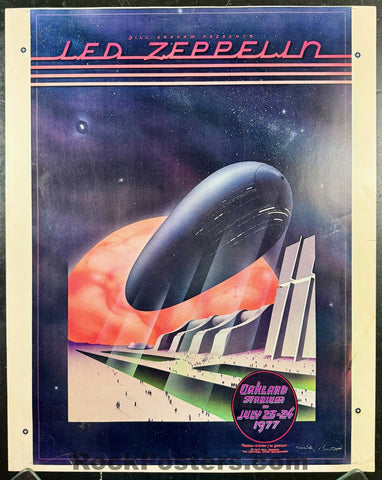 AUCTION - AOR 4.50 - Led Zeppelin - Tuten/Bostedt Signed - 1977 Uncut Poster - Oakland, CA - Very Good
