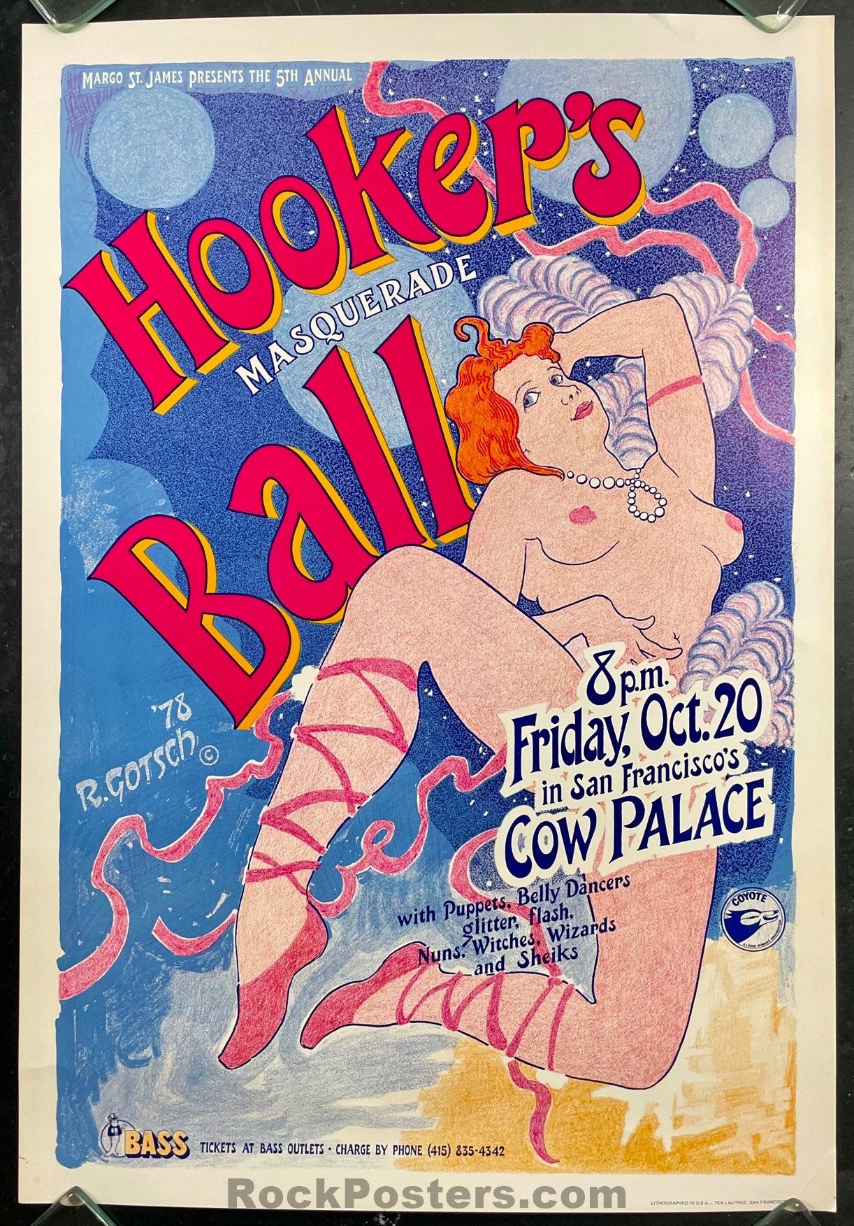 AUCTION -  AOR 4.62 - 5th Annual Hooker's Ball - 1978 Poster - Cow Palace - Excellent