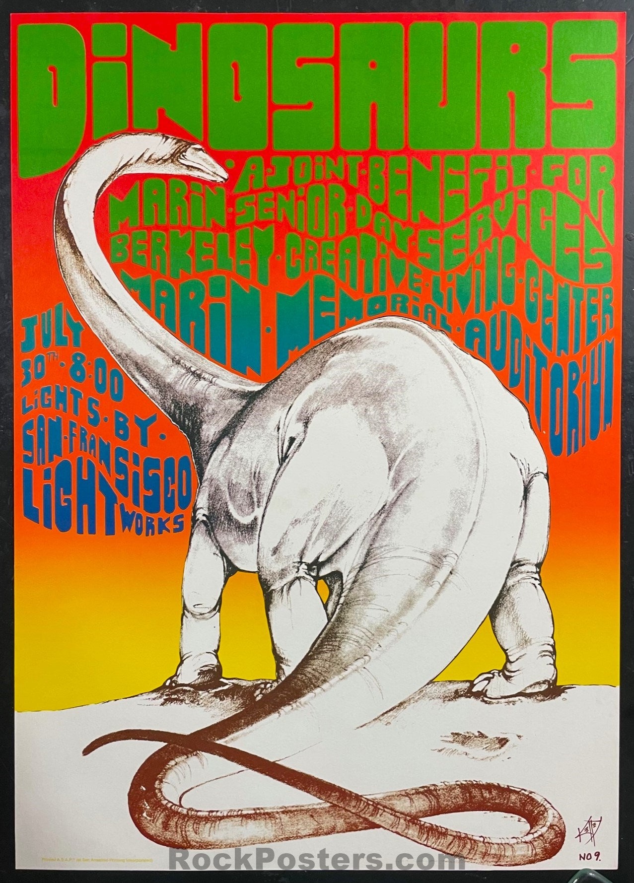 AUCTION - AOR 4.64 - Dinosaurs - Alton Kelley - Marin Memorial - 1984 Poster - Near Mint Minus
