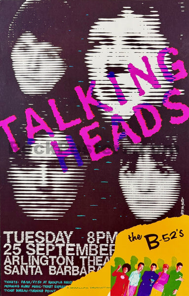 AUCTION - AOR 5.40 - Talking Heads - B-52's - 1979 Poster - Santa Barbara, CA - Near Mint - SF Rock Posters & Collectibles