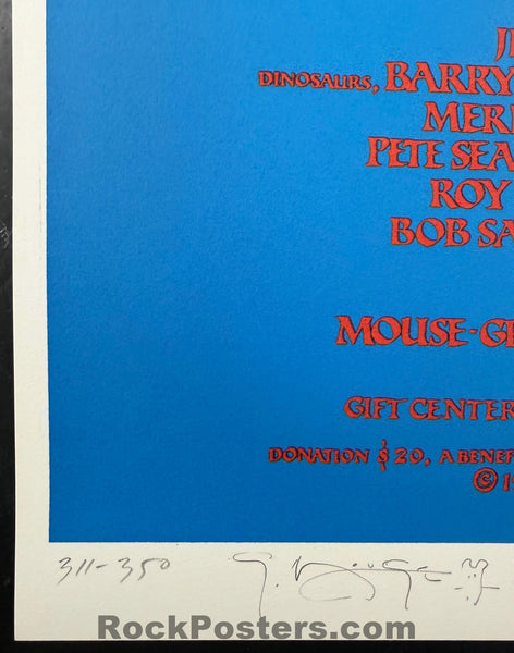 AUCTION -  Artist Rights Today -  Jerry Garcia - Wilson,  Mouse, Kelley, Moscoso SIGNED - 1989 Poster - Near Mint