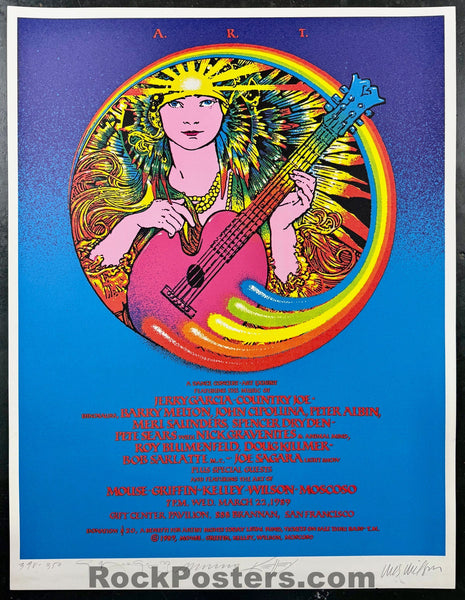 AUCTION - Artist Rights Today - Jerry Garcia - Griffin, Wilson, Kelley - Mouse & Moscoso SIGNED - 1989 Poster - Near Mint