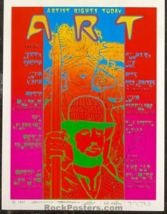 AUCTION - Artist Rights Today - Jerry Garcia - Alton Kelley Signed - 1987 Uncut Sheet Handbills - Near Mint