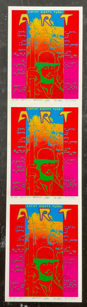 AUCTION - Artist Rights Today - Jerry Garcia - Alton Kelley Signed - 1987 Uncut Sheet Handbills - Near Mint