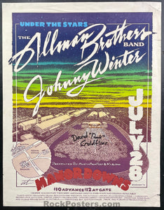 AUCTION - Allman Brothers - Johnny Winter - Signed - 1979 Poster - Manor Downs  - Very Good