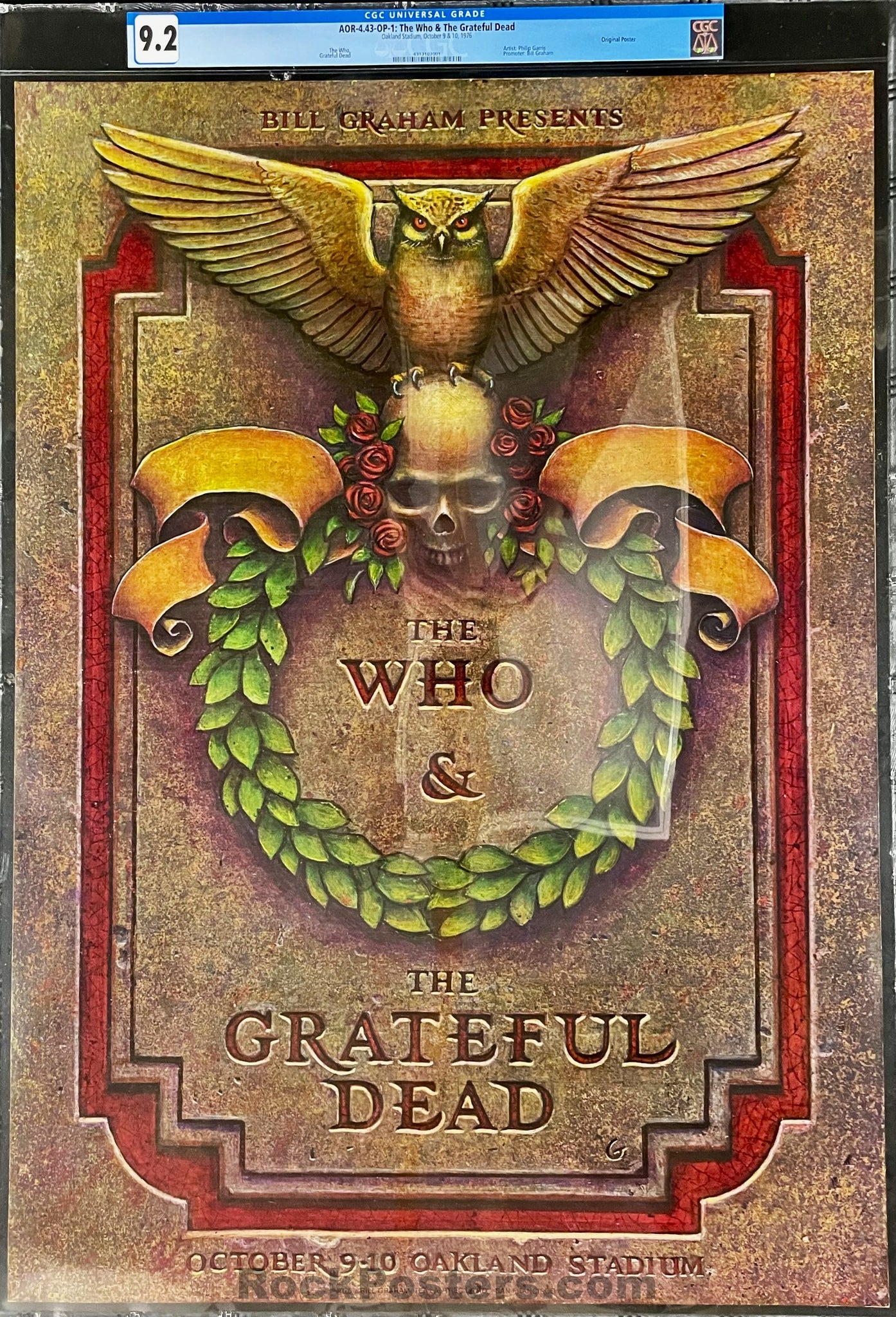 AOR 4.43 - The Who/Grateful Dead - 1976 Poster - Oakland Coliseum - CGC Graded 9.2