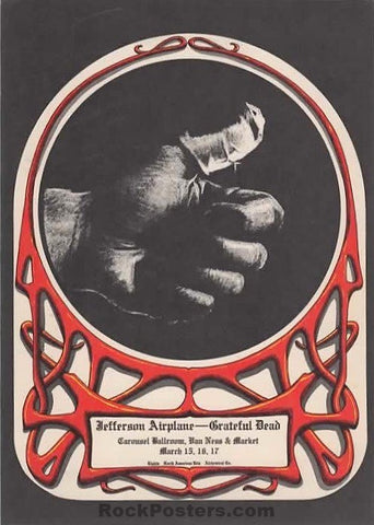 AUCTION -  AOR 2.172 - Grateful Dead - Jefferson Airplane - 1968 Handbill - Carousel Ballroom - Near Mint Minus