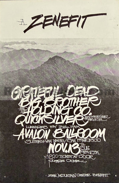 AUCTION - AOR 2.181 - Grateful Dead - Janis Joplin - "Zenefit" - 1966 Handbill -  Avalon Ballroom - Excellent