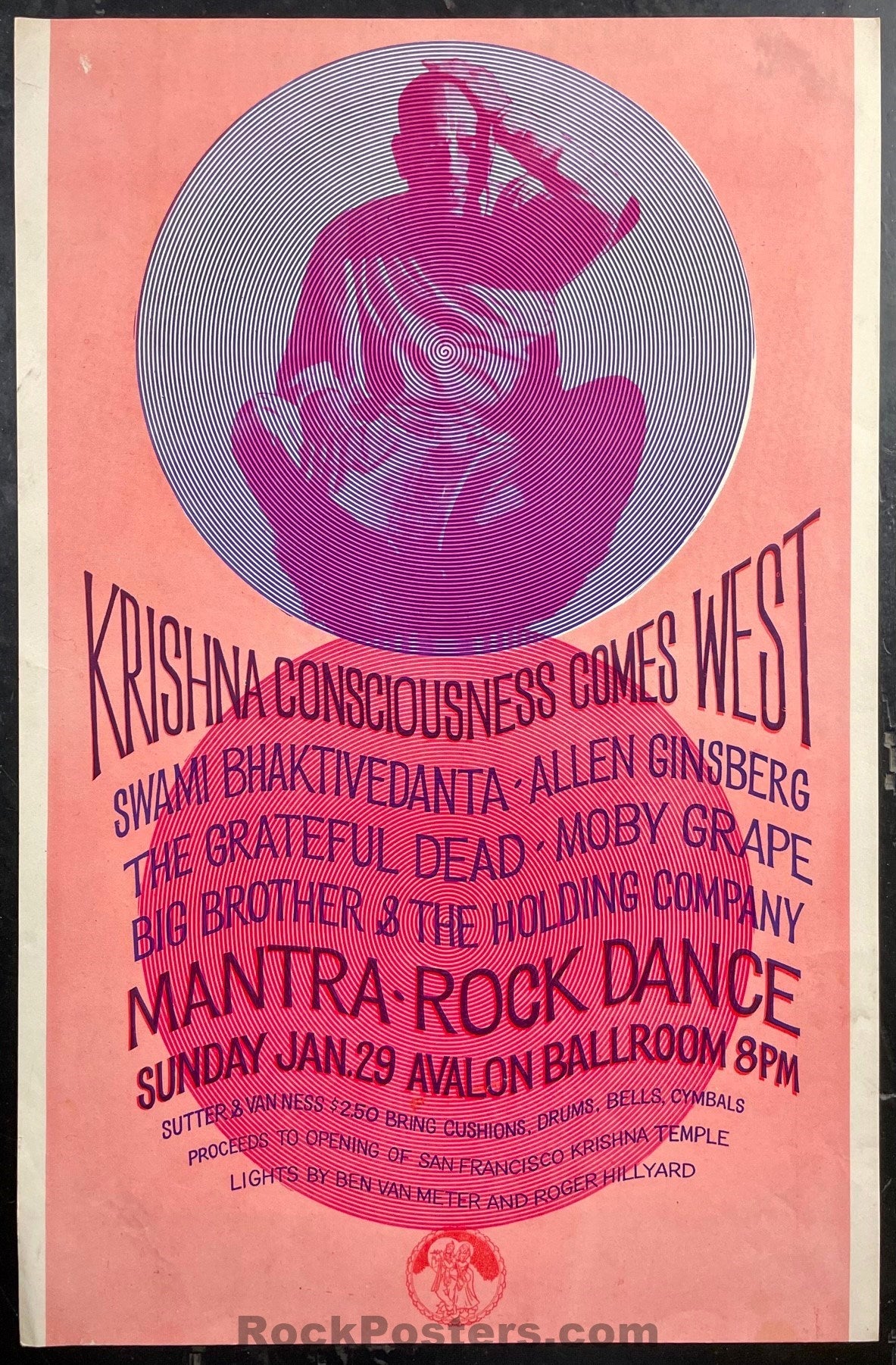 AUCTION - AOR 2.18 - Grateful Dead Allen Ginsberg - Krishna Consciousness - Avalon Ballroom - 1967  Poster - Excellent