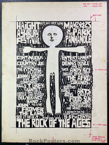 AOR  2.243 - ORIGINAL POSTER ART - Haight Ashbury Festival - Wes Wilson - 1969 Ink on Poster Board - Golden Gate Park - Excellent