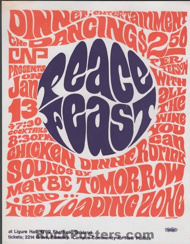 AUCTION - AOR 2.268 - Peace Fest - 1967 Handbill - Berkeley - Near Mint