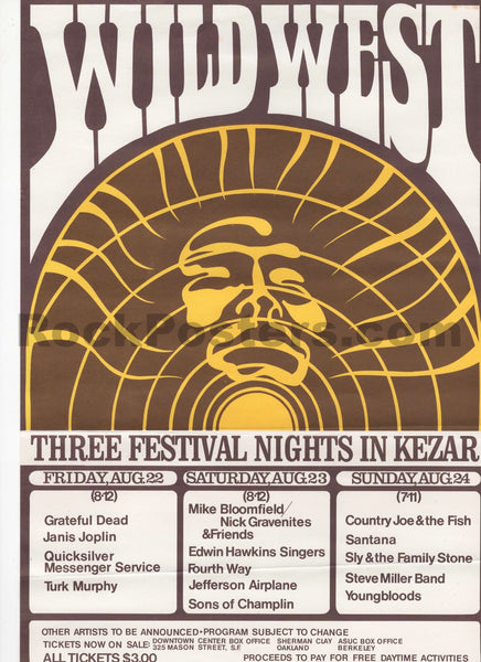 AUCTION - AOR 2.33 - Grateful Dead/Janis Joplin - Wild West Festival - 1969 Handbill - Kezar Stadium - Very Good