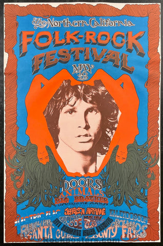 AOR 2.341 - Doors Janis Joplin - Carson Morris Studios - 1968 Poster - Santa Clara Fairgrounds - Very Good