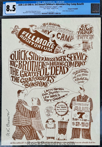 AOR 2.68 - Grateful Dead - 1966 Handbill - Fillmore Auditorium - CGC Graded 8.5