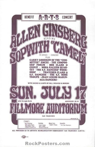 AOR 2.75 - Allen Ginsberg - 1966 Handbill - ARTS Benefit - Fillmore Auditorium - Near Mint
