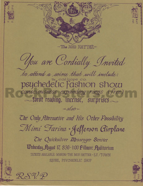 AUCTION -  AOR 2.84 - Jefferson Airplane - Psychedelic Fashion Show - 1966  Handbill - Fillmore Auditorium - Near Mint Minus