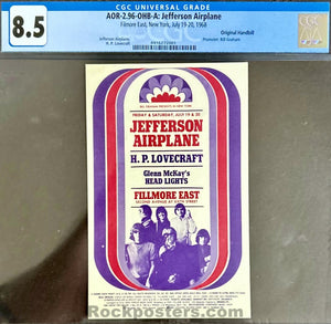 AUCTION - AOR 2.96 - Jefferson Airplane - 1968 Postcard - Fillmore East - CGC Graded 8.5