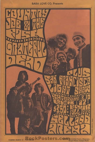 AUCTION - AOR 3.27 - Grateful Dead - 1968 Handbill - Selland Arena, Fresno - Very Good