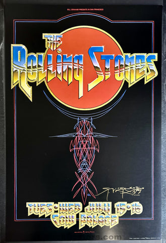 AUCTION - AOR 4.41 - Rolling Stones - Stanley Mouse Signed - 1975 Poster - San Francisco - Near Mint