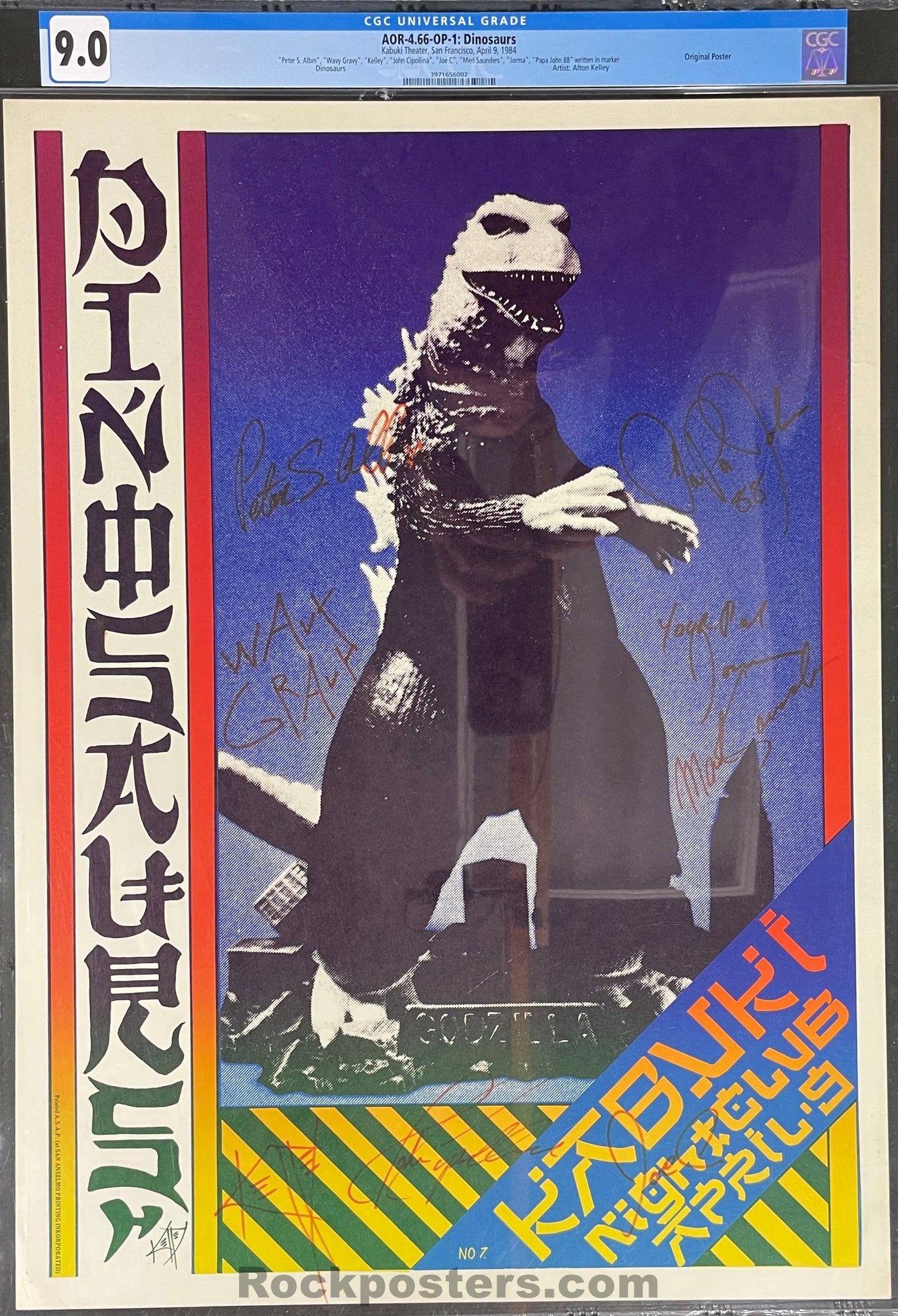 AUCTION - AOR 4.66 - Dinosaurs - Kelley, Wavy Gravy & Band SIGNED