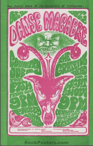 AUCTION - Grateful Dead - Danse Macabre - 1966 Handbill - Pauley Ballroom Berkeley - Excellent