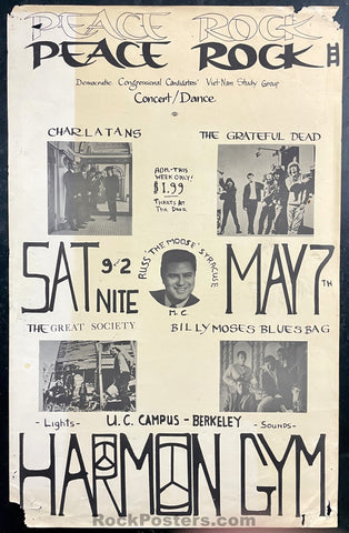 AUCTION - Grateful Dead - Peace Rock III - 1966 Poster - Harmon Gym Berkeley - Good