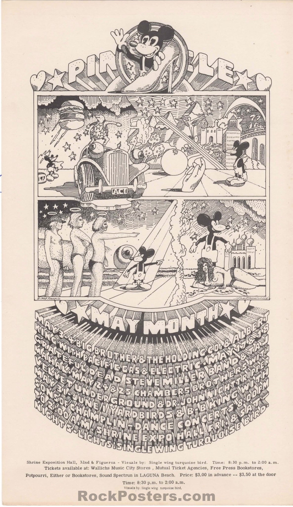 AUCTION - AOR PG 255 R - Grateful Dead - Velvet Underground - 1968 Handbill - Shrine L.A. - Near Mint
